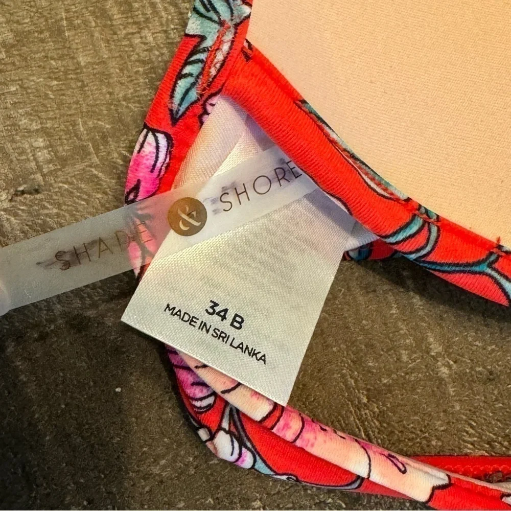NWOT Shade & Shore Floral Push Up Bikini Top 34B